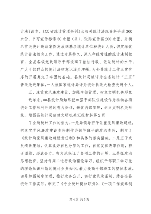 县统计局创建文明机关汇报材料 (2).docx