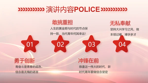 红色大气公安警察个人事迹动态PPT模板