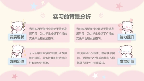 眠眠熊粉色卡通风实习报告
