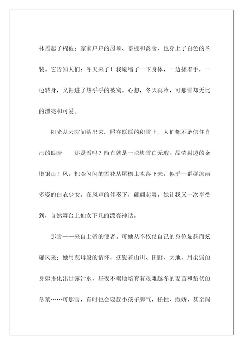 雪的话题作文4