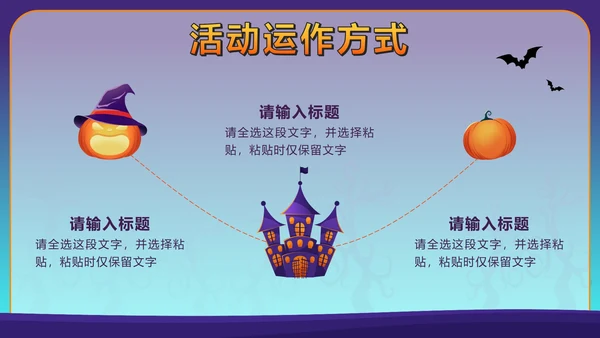 蓝色卡通狂欢万圣节活动方案PPT模板