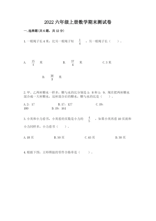 2022六年级上册数学期末测试卷附参考答案【基础题】.docx