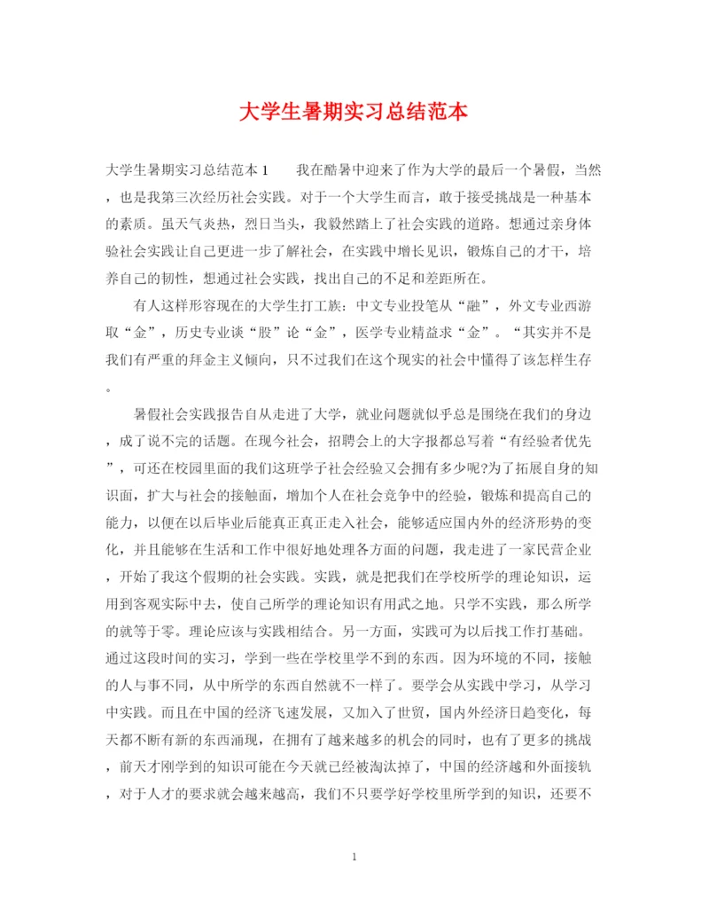 精编之大学生暑期实习总结范本.docx