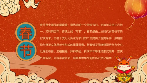 2023兔年春节习俗通用PPT模板