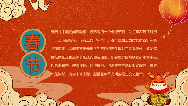 2023兔年春节习俗通用PPT模板