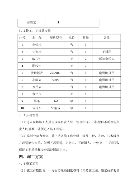 电气设备安装综合施工专题方案