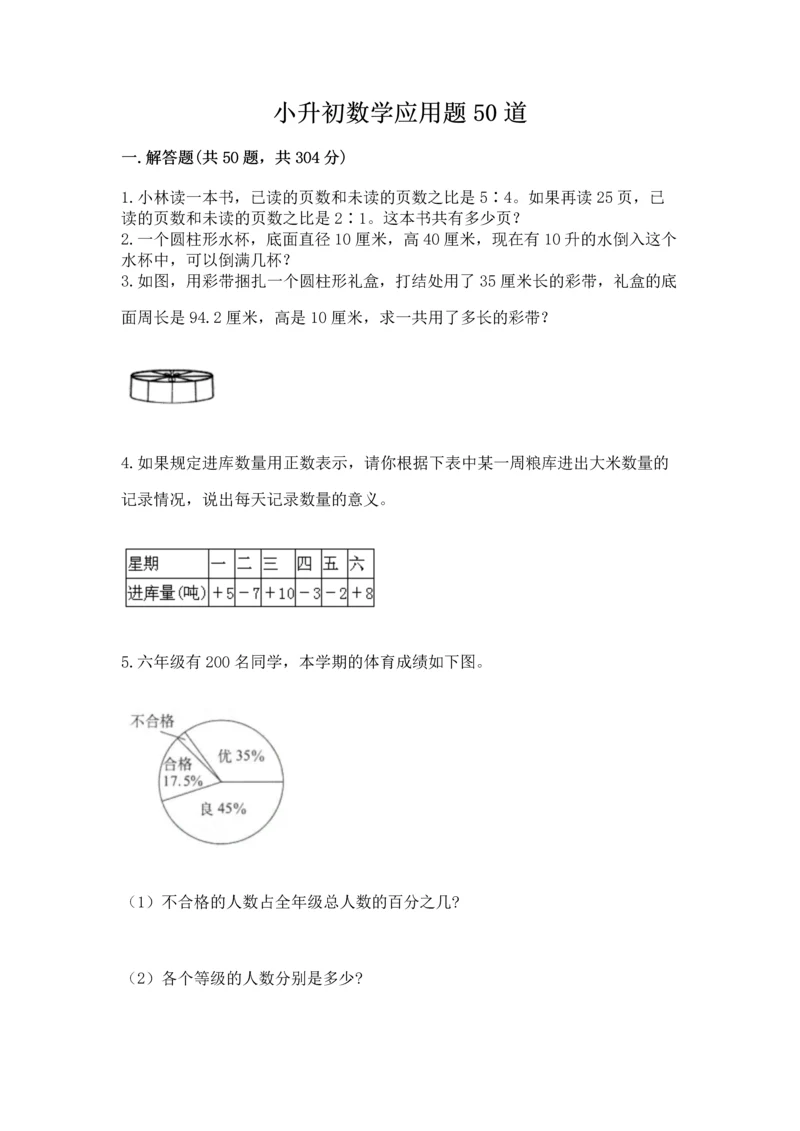 小升初数学应用题50道（有一套）.docx