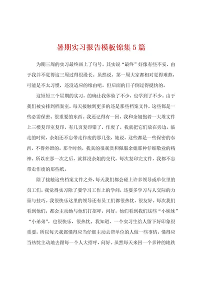 暑期实习报告模板5篇