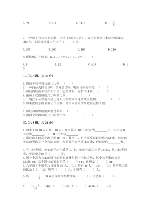 苏教版数学小升初模拟试卷含完整答案【夺冠系列】.docx