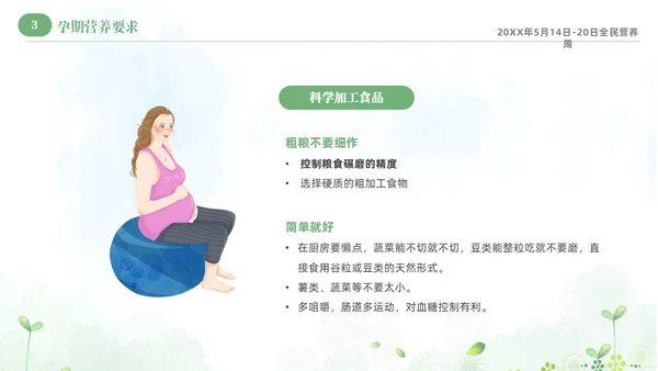 绿色清新淡雅孕期营养知识科普课件PPT全民营养周