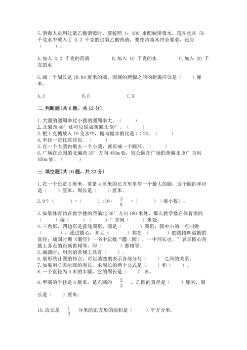 人教版六年级上册数学期末测试卷含答案解析.docx