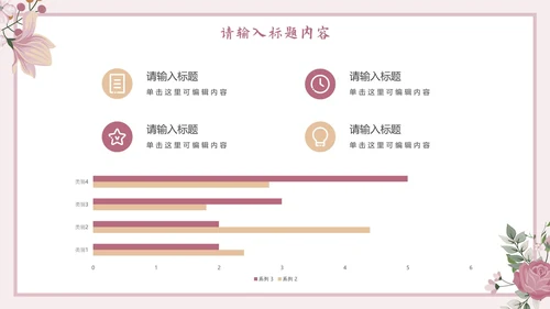 简约粉色文艺花卉PPT模板