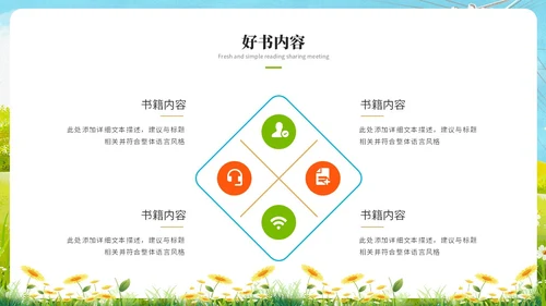 小清新水彩风读书分享交流会阅读分享读书心得ppt模板