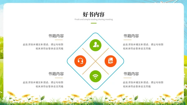 小清新水彩风读书分享交流会阅读分享读书心得ppt模板