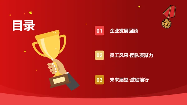 红色喜庆风企业表彰PPT模板