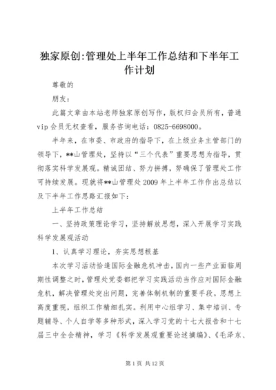独家原创-管理处上半年工作总结和下半年工作计划.docx