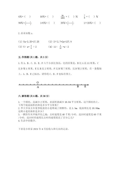 人教版六年级下册数学期末测试卷（精选题）word版.docx