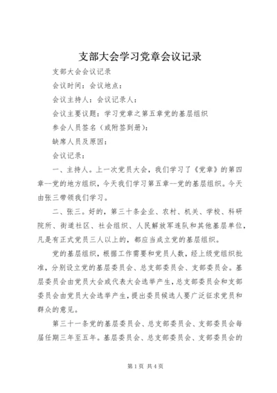 支部大会学习党章会议记录.docx