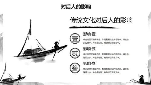 黑色古风水墨插画传统文化主题教育PPT模板