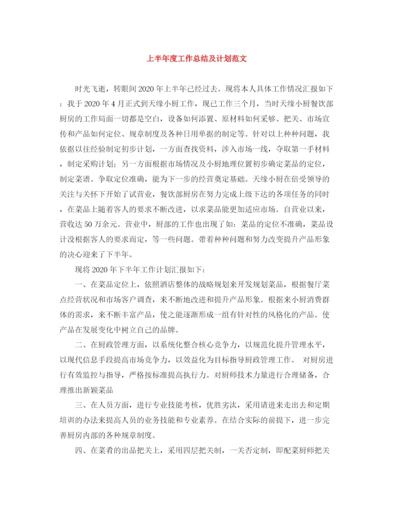 精编之上半年度工作总结及计划范文.docx