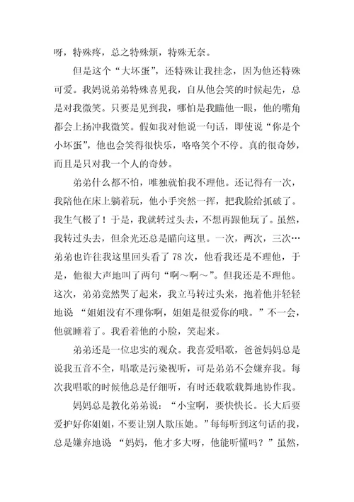 弟弟真可怕作文精彩10篇