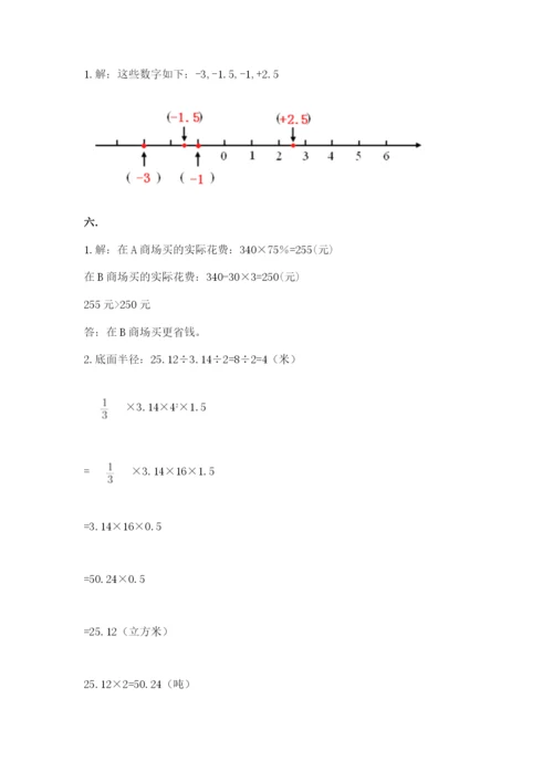 人教版六年级数学小升初试卷及参考答案（预热题）.docx