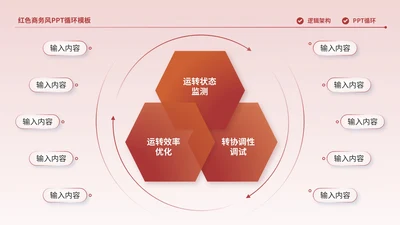 红色商务风多项循环PPT单页