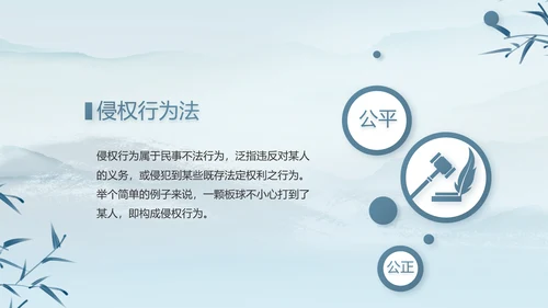蓝色中国风法治法律讲座PPT动态模板