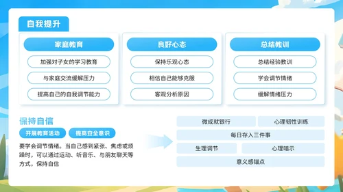 蓝色插画风格开学季让梦想起飞PPT模板