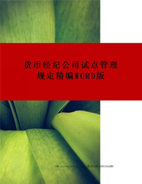 货币经纪公司试点管理规定定稿版