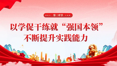 红色党建国潮在主题教育练就三大本领争做合格党员党课课件PPT