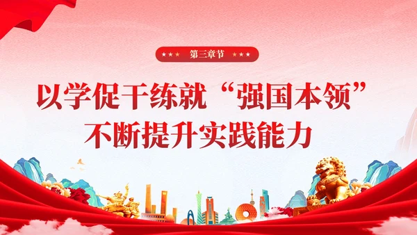 红色党建国潮在主题教育练就三大本领争做合格党员党课课件PPT