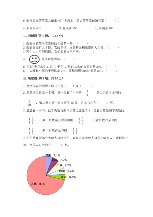 人教版六年级上册数学期末测试卷全面.docx