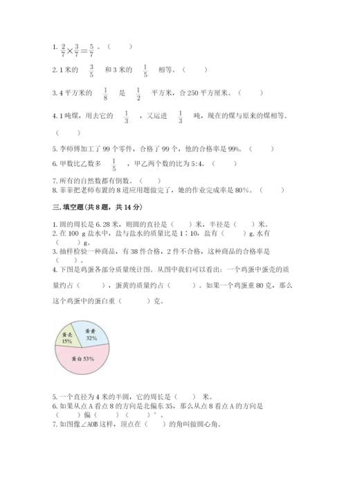 2022人教版六年级上册数学期末卷附参考答案【能力提升】.docx