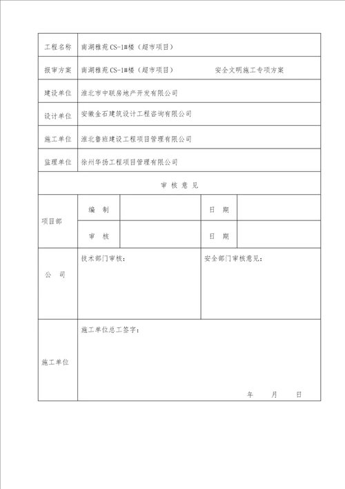 超市安全文明施工方案培训资料