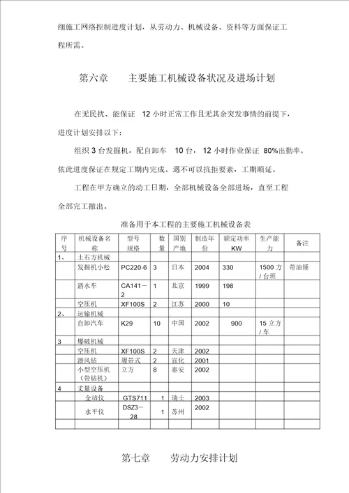 土石方工程投标书技术标