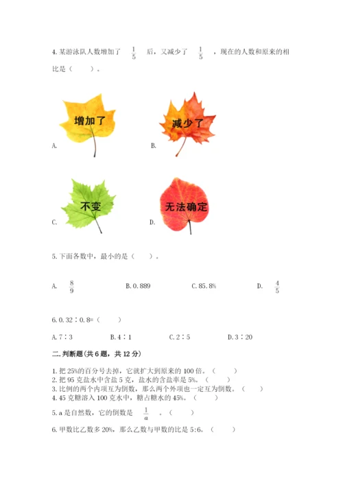 2022六年级上册数学期末测试卷【满分必刷】.docx