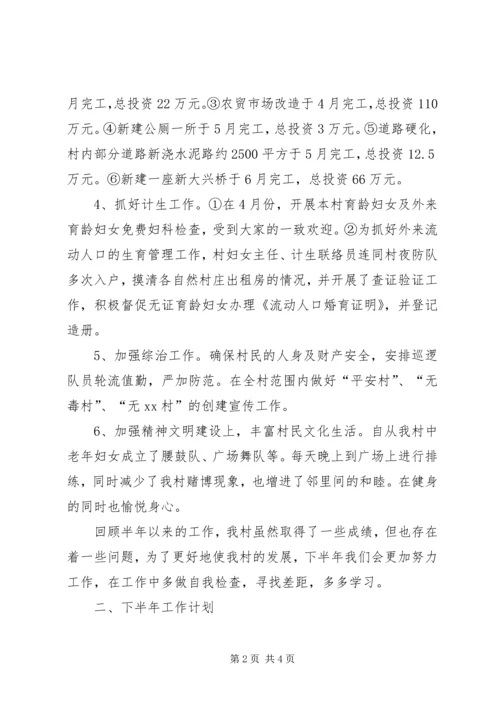 村委会上半年工作总结及下半年工作计划 (5).docx