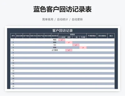 蓝色客户回访记录表