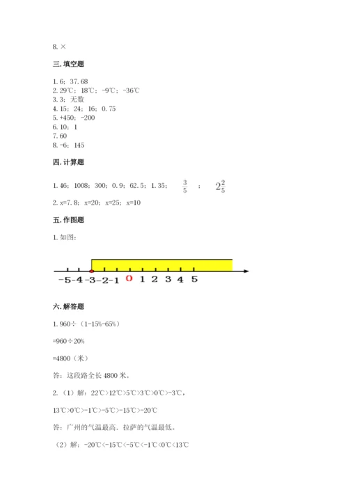 人教版六年级下册数学期末测试卷精品（黄金题型）.docx