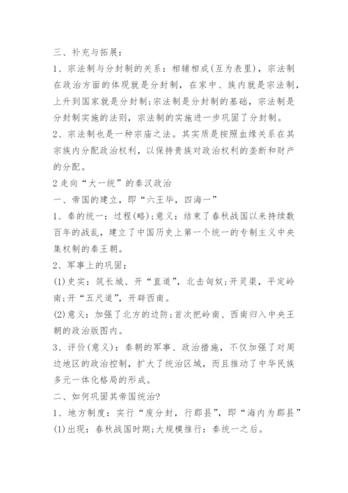 高一历史必修一知识点总结人教版.docx