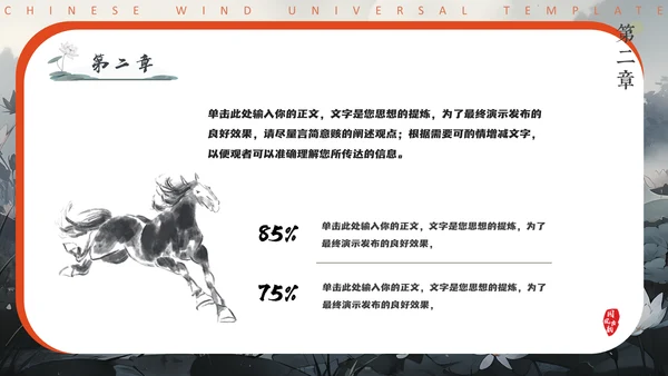水墨国风荷花通用PPT模板