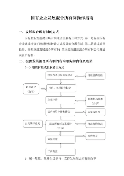 国有企业发展混合所有制操作指南四川2017