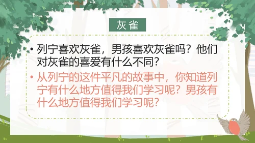 部编版三年级上册《灰雀》课件PPT模板