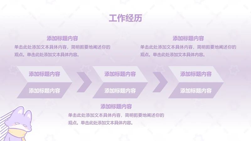 正文页-渐变风魔法狐狐工作经历PPT单页