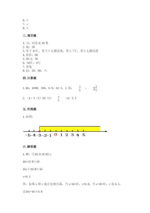 冀教版小学六年级下册数学期末综合素养测试卷精品（基础题）.docx