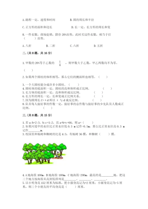 青岛版六年级数学下学期期末测试题附参考答案【轻巧夺冠】.docx