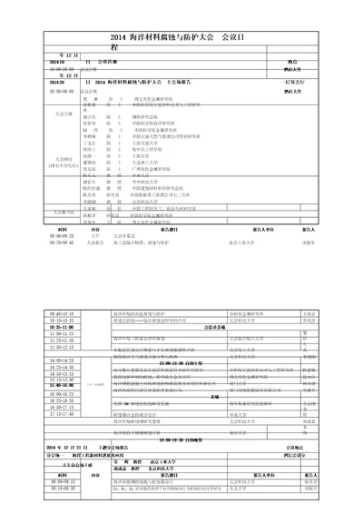 会议日程安排中国腐蚀与防护学会