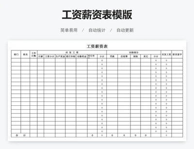 工资薪资表模版