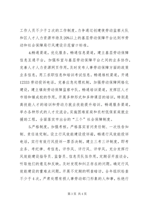 人劳局行风效能建设指导意见.docx